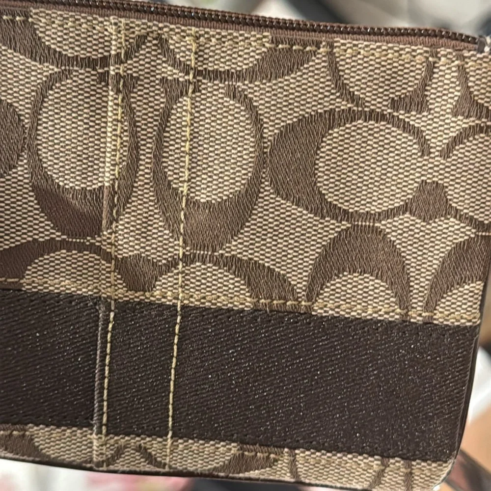 Coach Legacy Signature Canvas & Leather Wristlet (w/Gold Coach Charm & Hangtag) - Picture 7 of 15